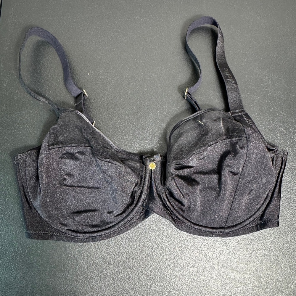 Luvlette Black Unlined Underwire Balconette‎ Bra 75E 34D